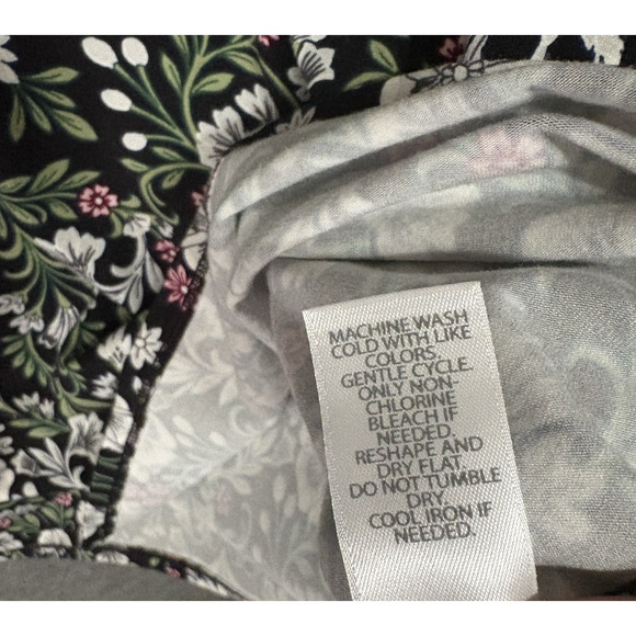 J. Jill Wearever Collection Dress‎ Womans Sz M Black Floral Trapeze Stretch - Picture 5 of 6